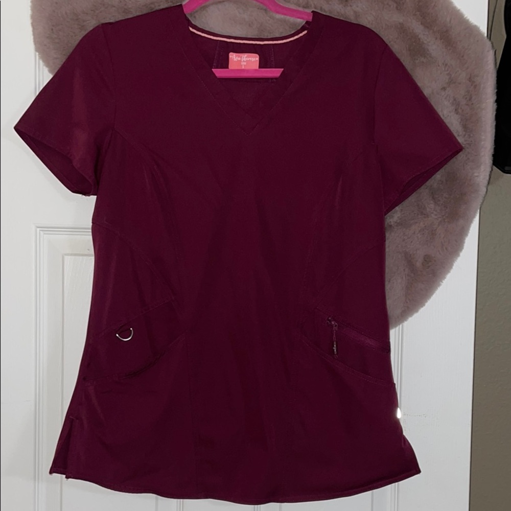 Ava Theresa Wine V-Neck Women's Scrub Top